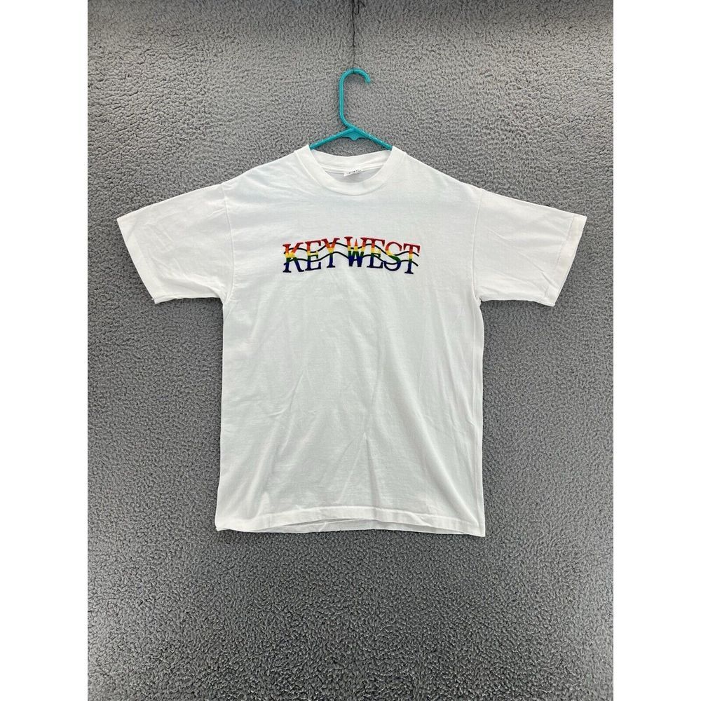 Vintage Cal Cru T Shirt Single Stitch White 90s KEY WEST Mens Medium USA